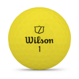 Gele Wilson Triad golfballen met logo, het logo van Wilson afgebeeld op de bal
