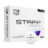 Wilson Staff Model R golfballen met logo, voorkant van de doos met de golfbal ervoor