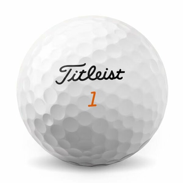 Titleist Velocity golfballen met logo, het logo van Titleist afgebeeld op de bal