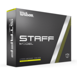 Gele Wilson Staff Model golfballen met logo, voorkant van de doos